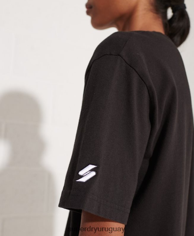 uy Superdry mujer camiseta con logo estampado negro DT2N8Z6273 ropa