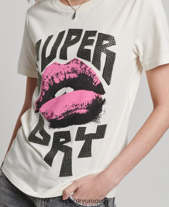 uy Superdry mujer camiseta con póster de baja fidelidad blanco DT2N8Z2717 ropa