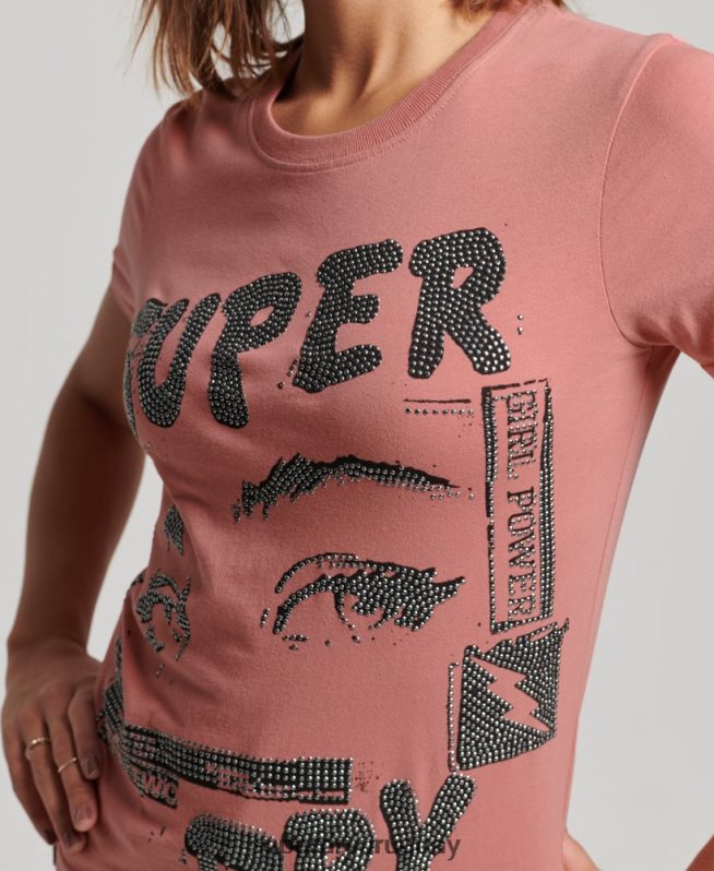 uy Superdry mujer camiseta con póster de baja fidelidad rosa DT2N8Z2698 ropa