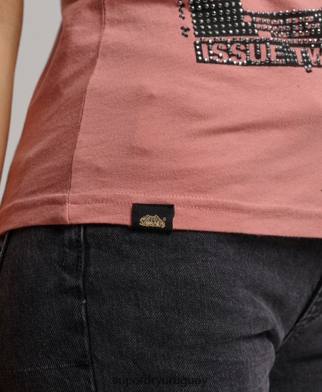 uy Superdry mujer camiseta con póster de baja fidelidad rosa DT2N8Z2698 ropa