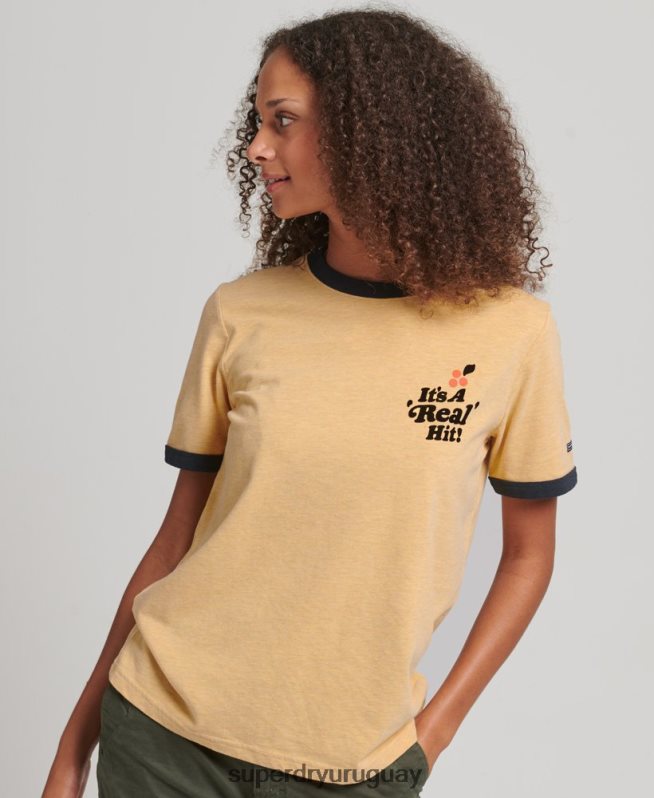uy Superdry mujer camiseta cooper nostalgia amarillo DT2N8Z2813 ropa