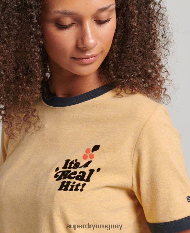 uy Superdry mujer camiseta cooper nostalgia amarillo DT2N8Z2813 ropa