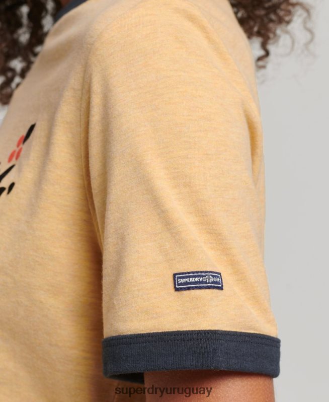 uy Superdry mujer camiseta cooper nostalgia amarillo DT2N8Z2813 ropa