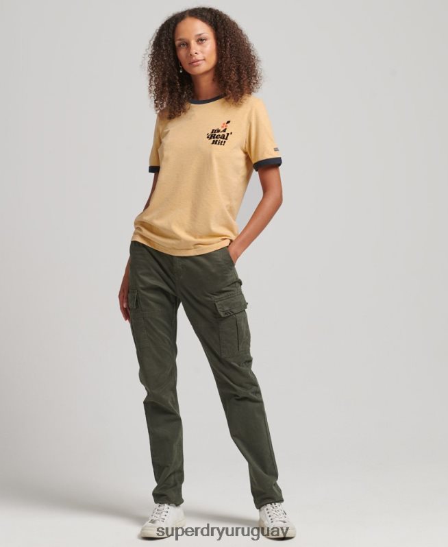 uy Superdry mujer camiseta cooper nostalgia amarillo DT2N8Z2813 ropa