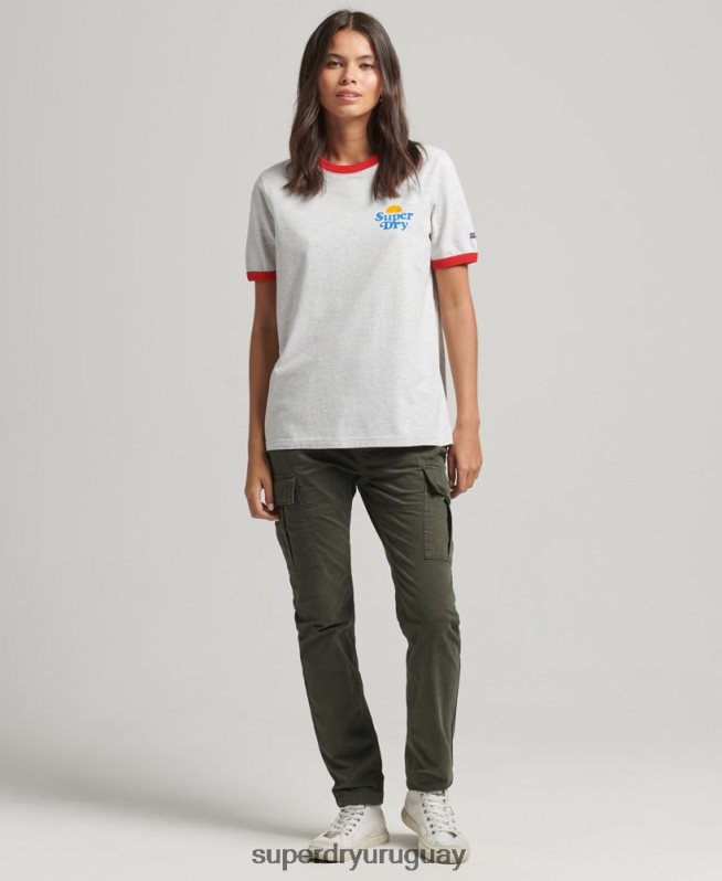 uy Superdry mujer camiseta cooper nostalgia gris DT2N8Z6209 ropa