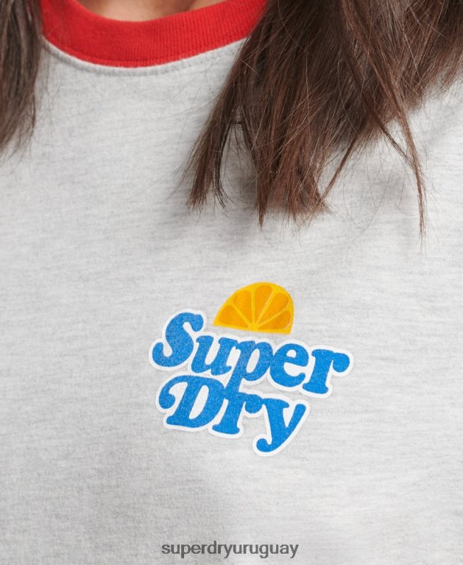 uy Superdry mujer camiseta cooper nostalgia gris DT2N8Z6209 ropa