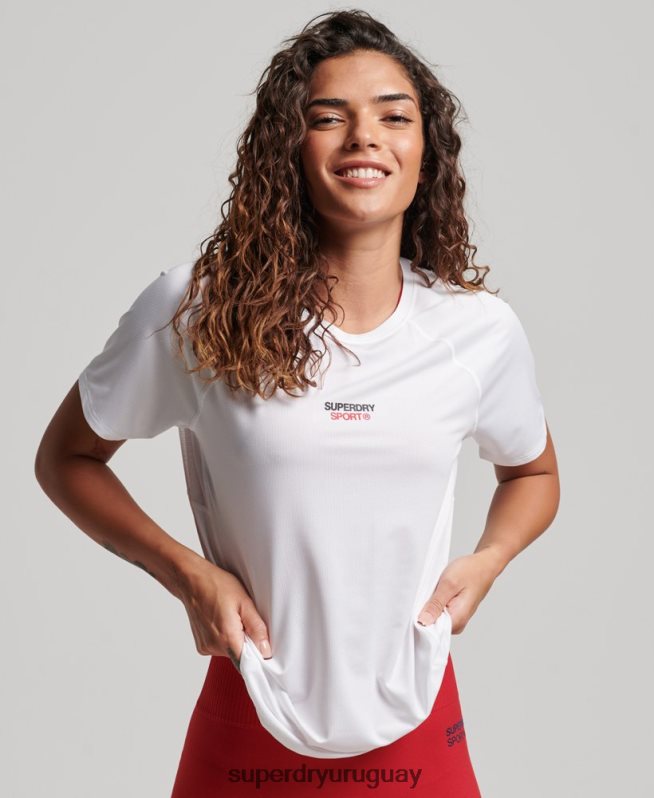 uy Superdry mujer camiseta core activa blanco DT2N8Z2709 ropa