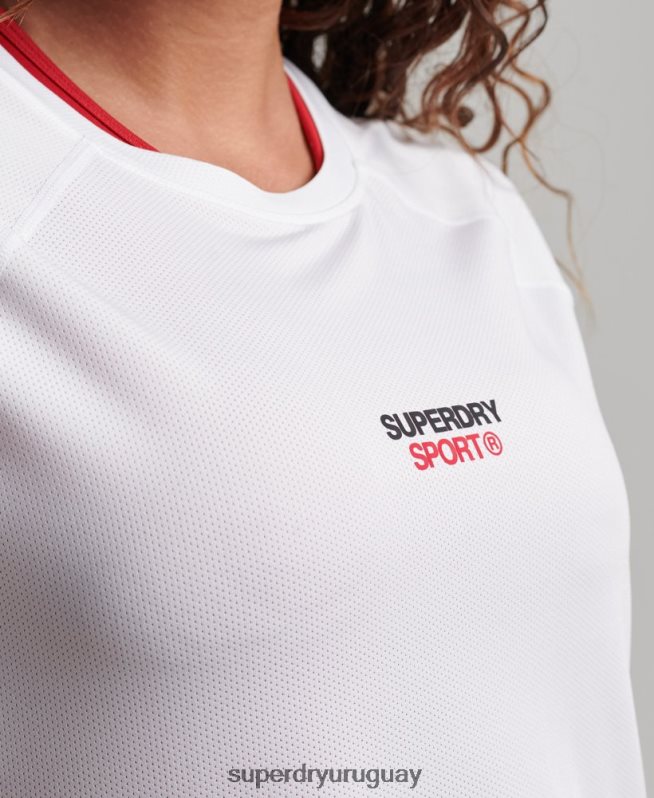 uy Superdry mujer camiseta core activa blanco DT2N8Z2709 ropa