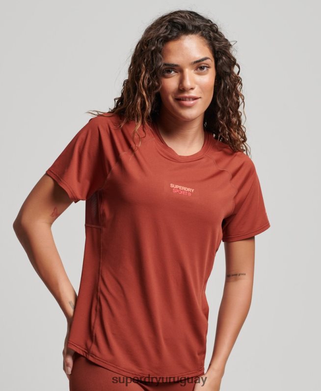 uy Superdry mujer camiseta core activa marrón DT2N8Z2697 ropa