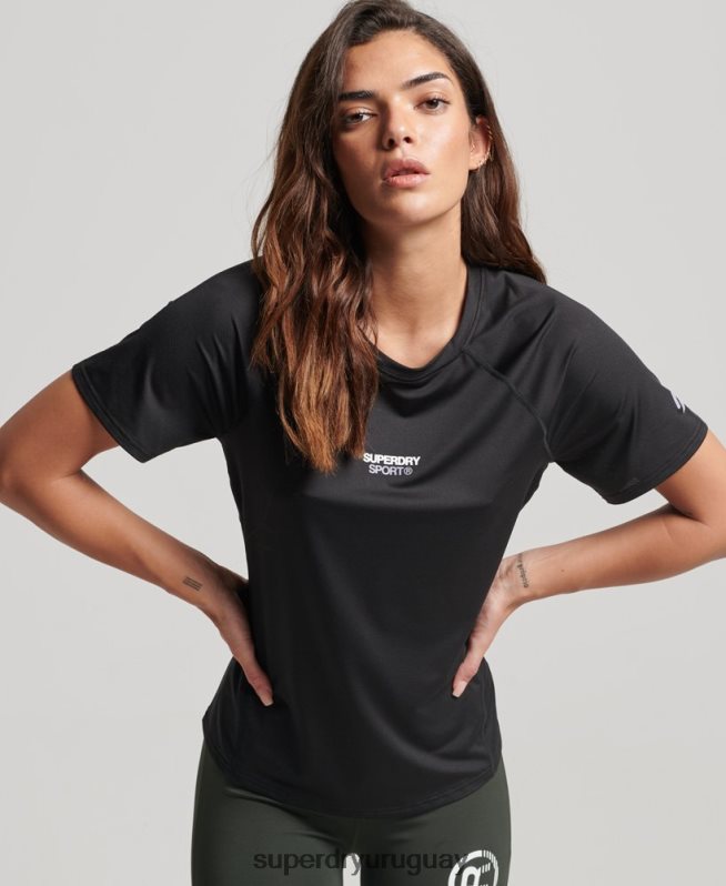 uy Superdry mujer camiseta core activa negro DT2N8Z2701 ropa