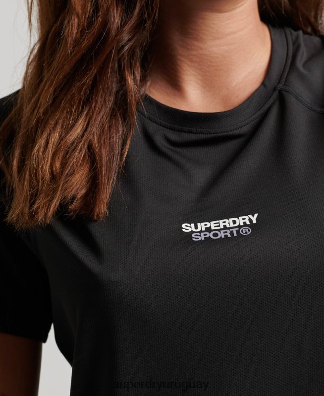 uy Superdry mujer camiseta core activa negro DT2N8Z2701 ropa
