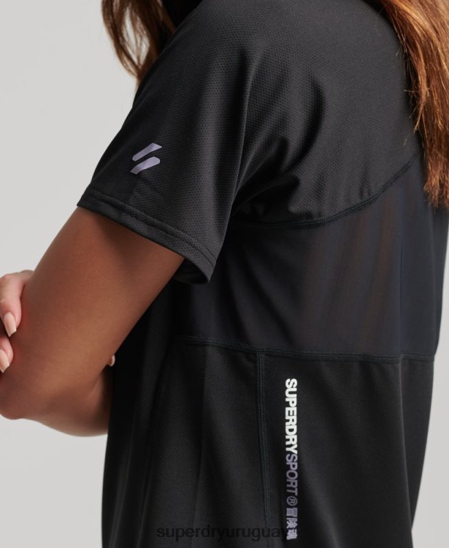 uy Superdry mujer camiseta core activa negro DT2N8Z2701 ropa
