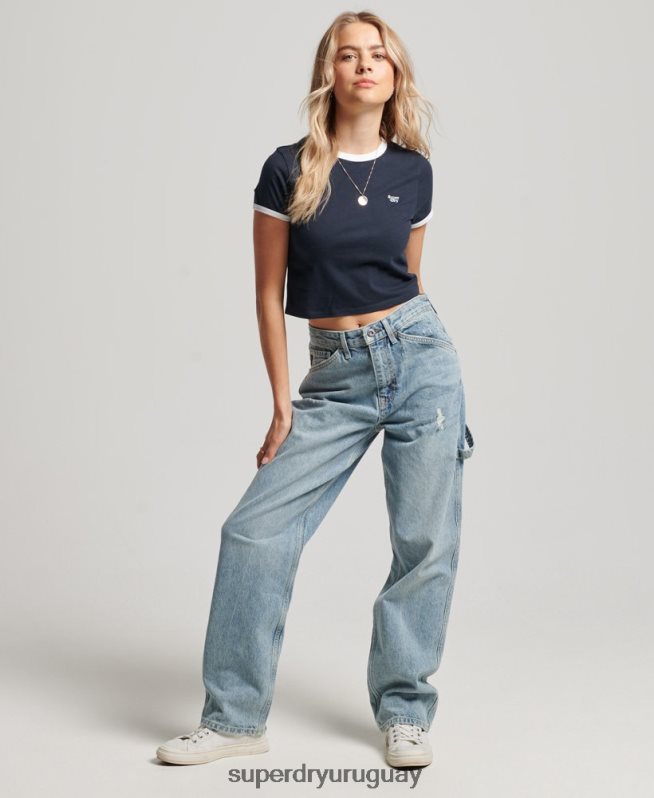 uy Superdry mujer camiseta corta de algodón orgánico Armada DT2N8Z2675 ropa