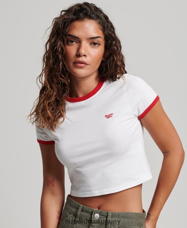 uy Superdry mujer camiseta corta de algodón orgánico blanco DT2N8Z2691 ropa