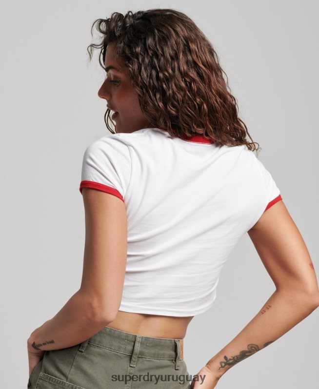 uy Superdry mujer camiseta corta de algodón orgánico blanco DT2N8Z2691 ropa
