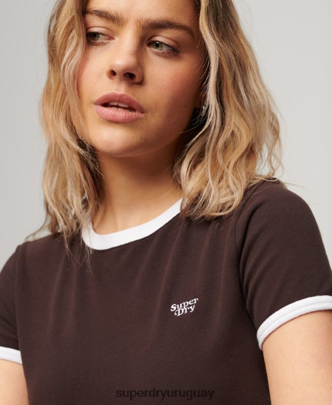 uy Superdry mujer camiseta corta de algodón orgánico marrón DT2N8Z2035 ropa