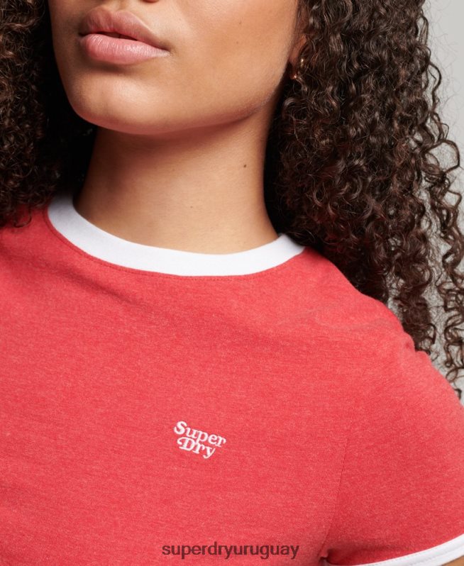 uy Superdry mujer camiseta corta de algodón orgánico rojo DT2N8Z2221 ropa