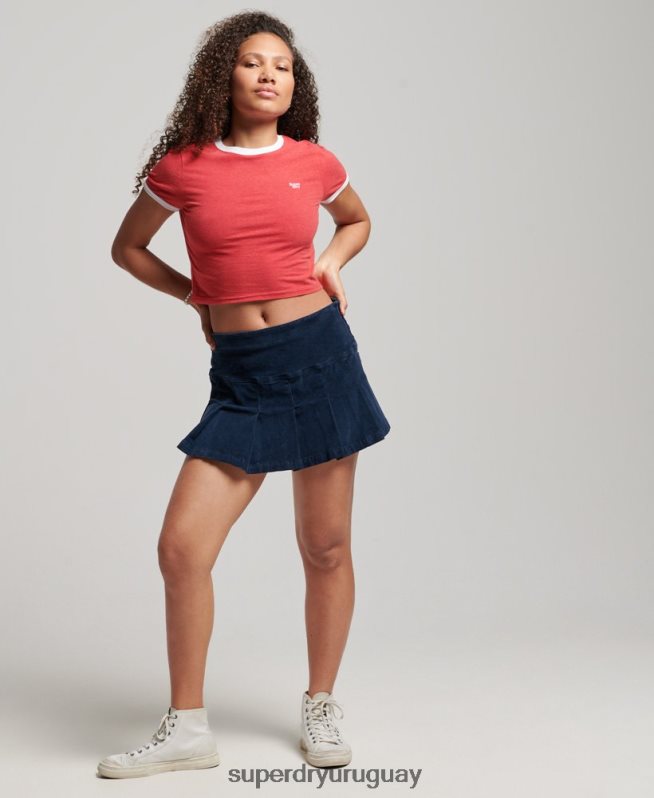 uy Superdry mujer camiseta corta de algodón orgánico rojo DT2N8Z2221 ropa
