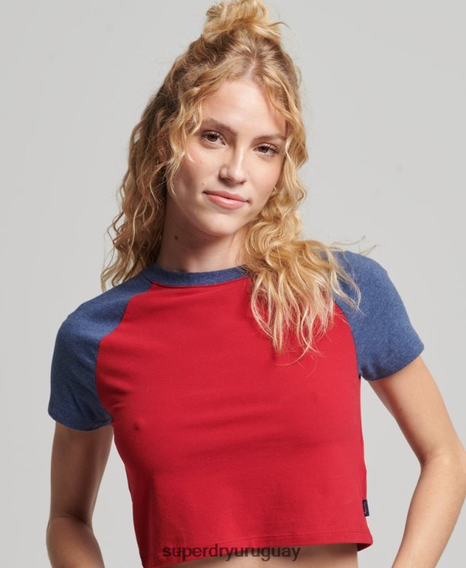 uy Superdry mujer camiseta corta de béisbol de algodón orgánico Armada DT2N8Z6238 ropa