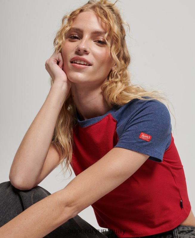 uy Superdry mujer camiseta corta de béisbol de algodón orgánico Armada DT2N8Z6238 ropa