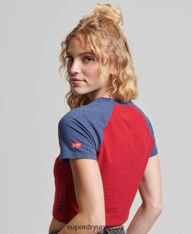 uy Superdry mujer camiseta corta de béisbol de algodón orgánico Armada DT2N8Z6238 ropa