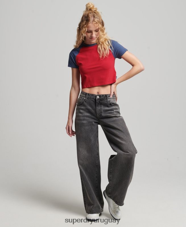 uy Superdry mujer camiseta corta de béisbol de algodón orgánico Armada DT2N8Z6238 ropa