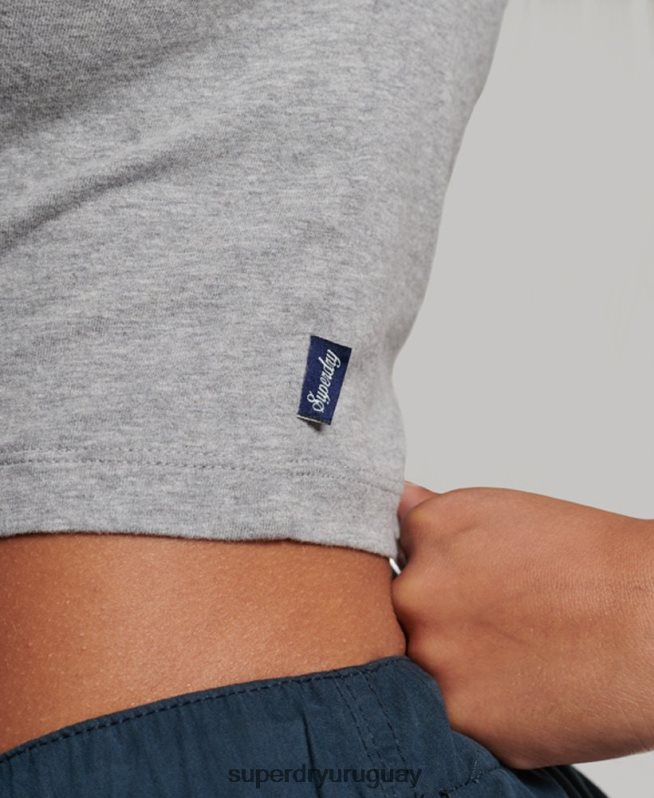 uy Superdry mujer camiseta corta de béisbol de algodón orgánico gris DT2N8Z6246 ropa