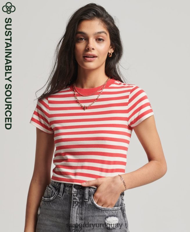 uy Superdry mujer camiseta corta vintage de algodón orgánico rojo DT2N8Z6235 ropa