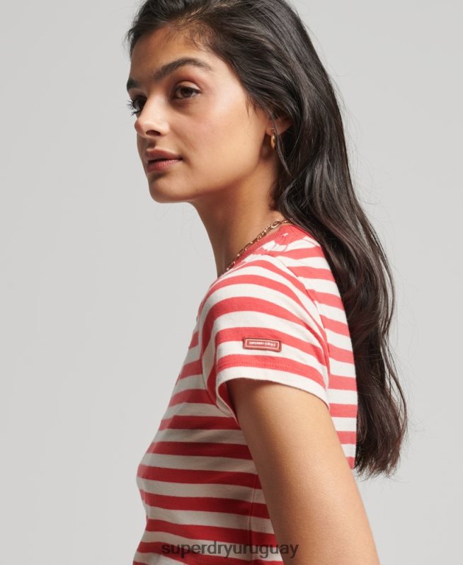 uy Superdry mujer camiseta corta vintage de algodón orgánico rojo DT2N8Z6235 ropa