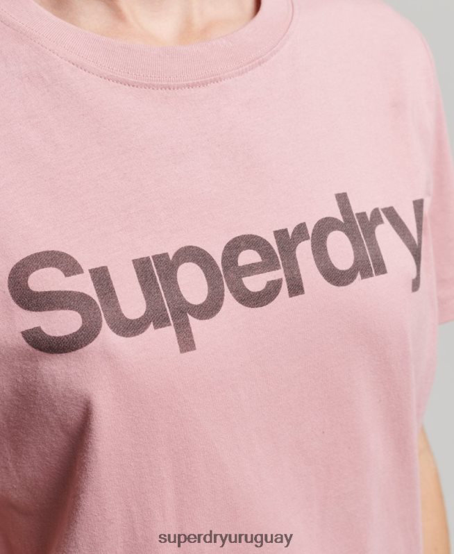 uy Superdry mujer camiseta de algodón orgánico con logo central rosa DT2N8Z2811 ropa