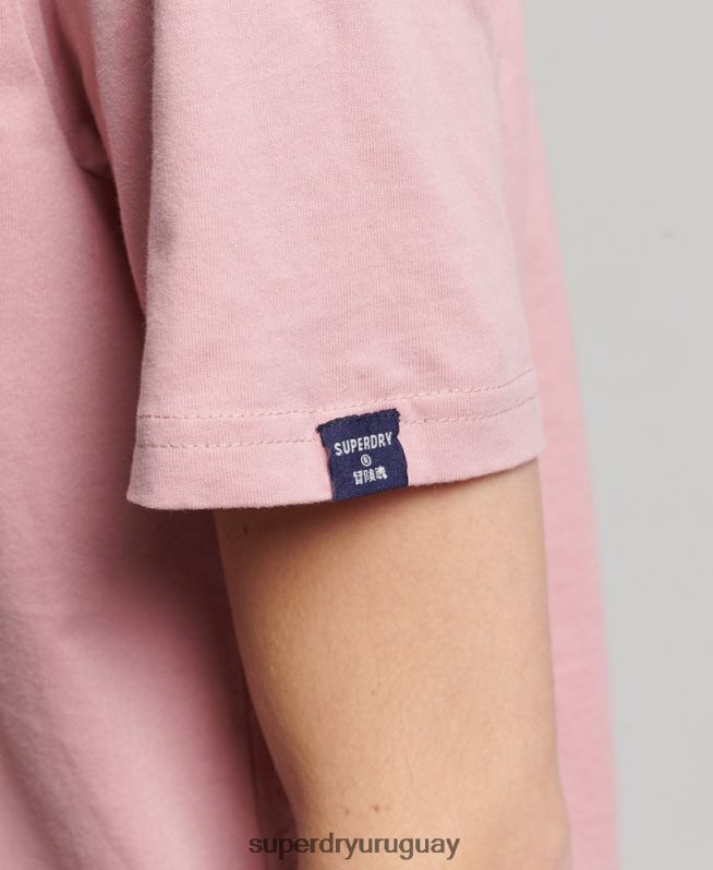 uy Superdry mujer camiseta de algodón orgánico con logo central rosa DT2N8Z2811 ropa