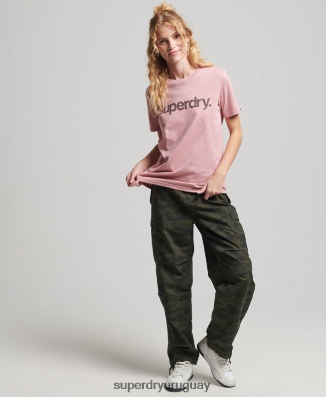 uy Superdry mujer camiseta de algodón orgánico con logo central rosa DT2N8Z2811 ropa