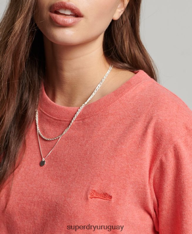uy Superdry mujer camiseta de algodón orgánico con logo vintage bordado coral DT2N8Z2306 ropa
