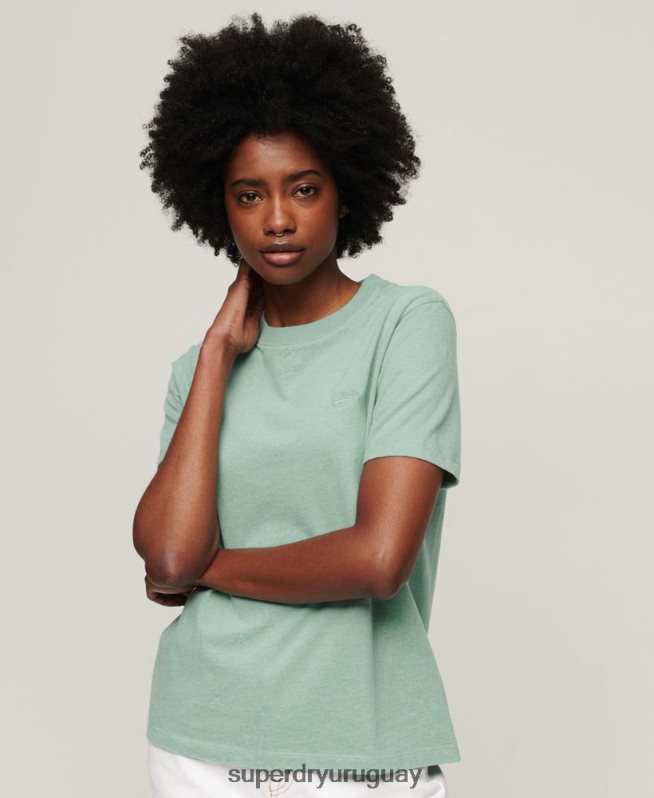uy Superdry mujer camiseta de algodón orgánico con logo vintage bordado verde DT2N8Z2250 ropa