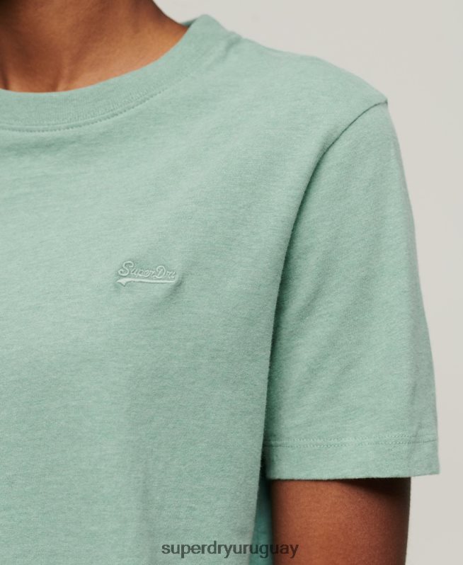 uy Superdry mujer camiseta de algodón orgánico con logo vintage bordado verde DT2N8Z2250 ropa