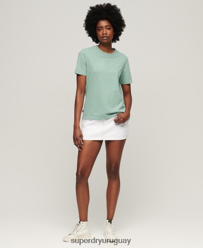 uy Superdry mujer camiseta de algodón orgánico con logo vintage bordado verde DT2N8Z2250 ropa