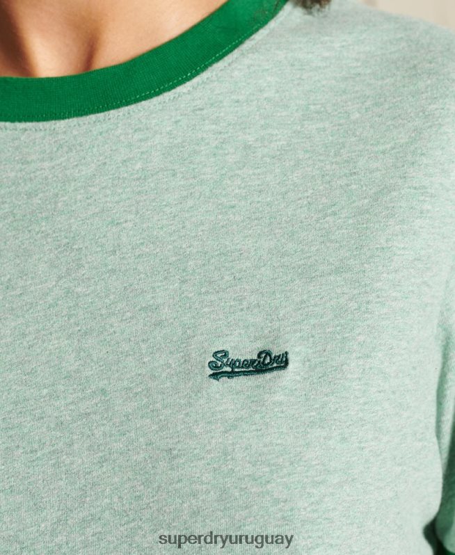 uy Superdry mujer camiseta de algodón orgánico con logo vintage verde DT2N8Z6282 ropa