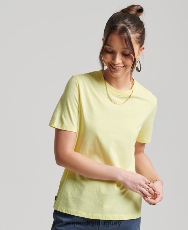 uy Superdry mujer camiseta de algodón orgánico studios essential amarillo DT2N8Z6250 ropa