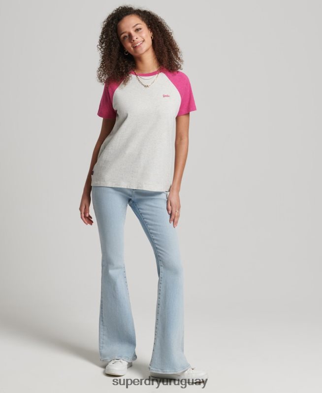 uy Superdry mujer camiseta de béisbol vintage de algodón orgánico blanco DT2N8Z2768 ropa