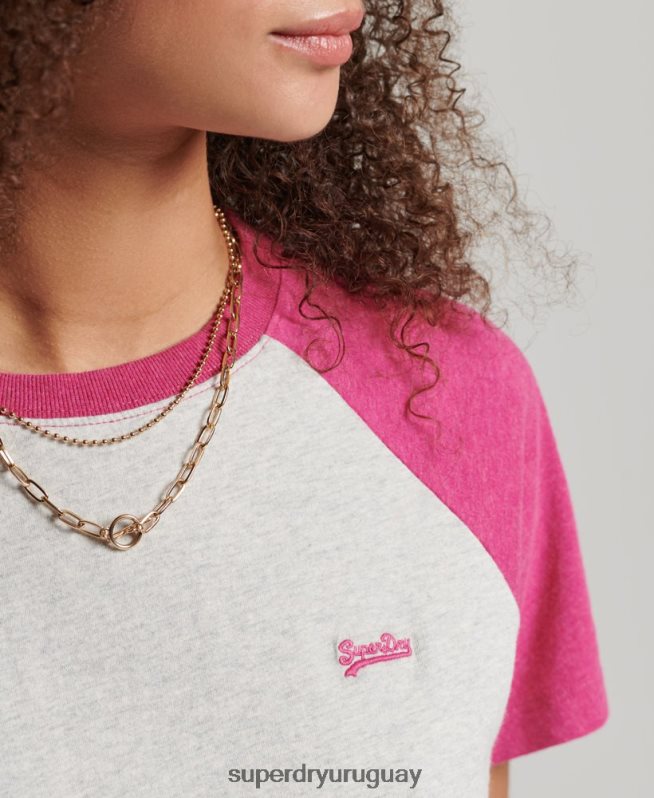 uy Superdry mujer camiseta de béisbol vintage de algodón orgánico blanco DT2N8Z2768 ropa