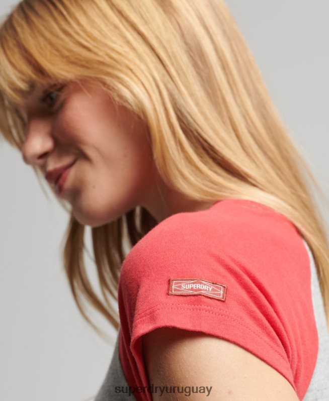 uy Superdry mujer camiseta de béisbol vintage de algodón orgánico rojo DT2N8Z6231 ropa