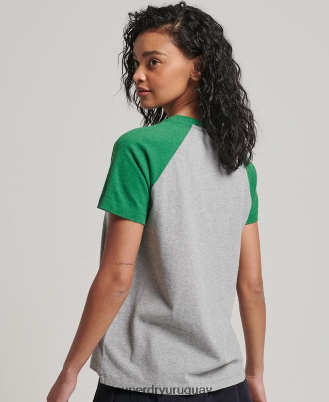 uy Superdry mujer camiseta de béisbol vintage de algodón orgánico verde DT2N8Z6186 ropa