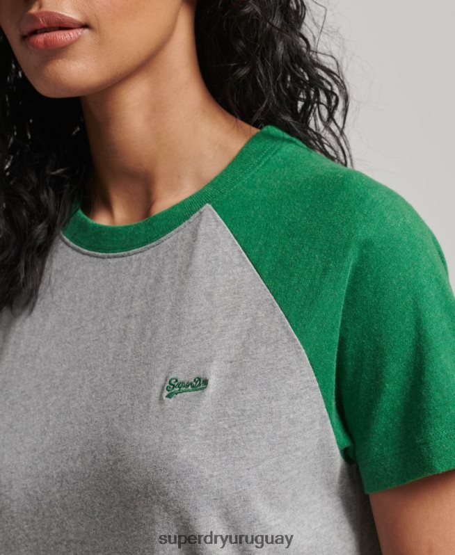 uy Superdry mujer camiseta de béisbol vintage de algodón orgánico verde DT2N8Z6186 ropa