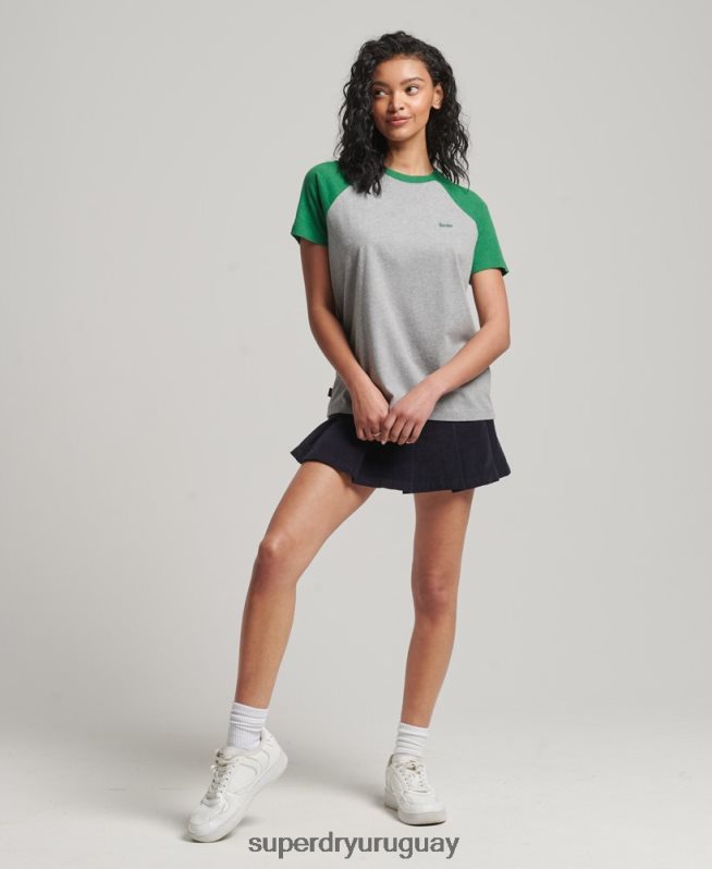 uy Superdry mujer camiseta de béisbol vintage de algodón orgánico verde DT2N8Z6186 ropa
