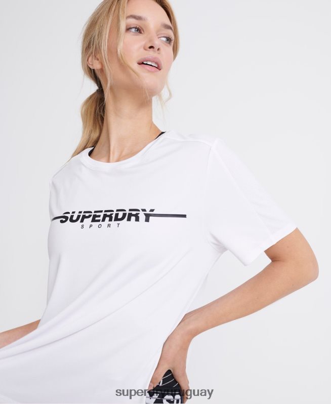 uy Superdry mujer camiseta de entrenamiento de gimnasia blanco DT2N8Z2865 ropa