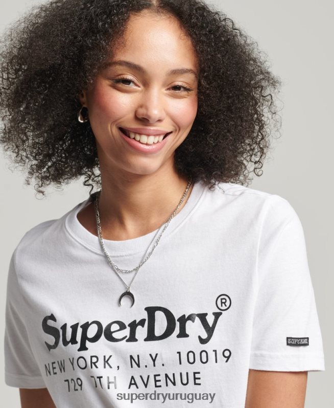uy Superdry mujer camiseta de interés de lugar vintage blanco DT2N8Z6202 ropa