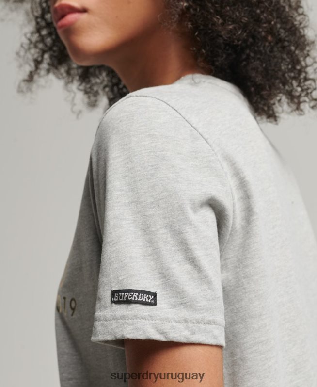 uy Superdry mujer camiseta de interés de lugar vintage gris DT2N8Z6215 ropa
