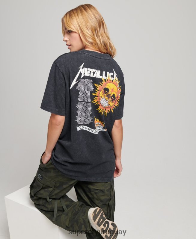 uy Superdry mujer camiseta de la banda de edición limitada de metallica negro DT2N8Z2799 ropa