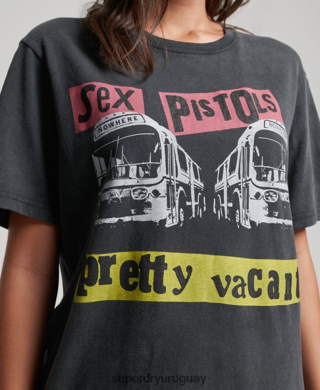 uy Superdry mujer camiseta de la banda de edición limitada de sex pistols negro DT2N8Z2832 ropa