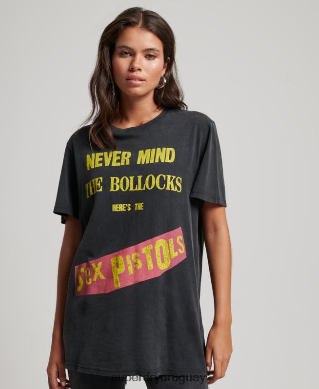 uy Superdry mujer camiseta de la banda de edición limitada de sex pistols negro DT2N8Z2833 ropa